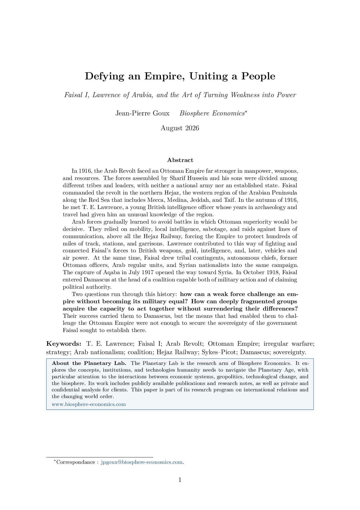 First page of the study
