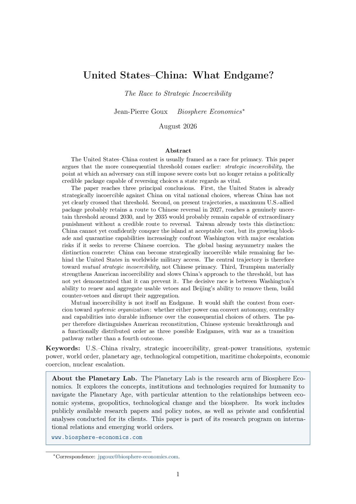 First page of the study